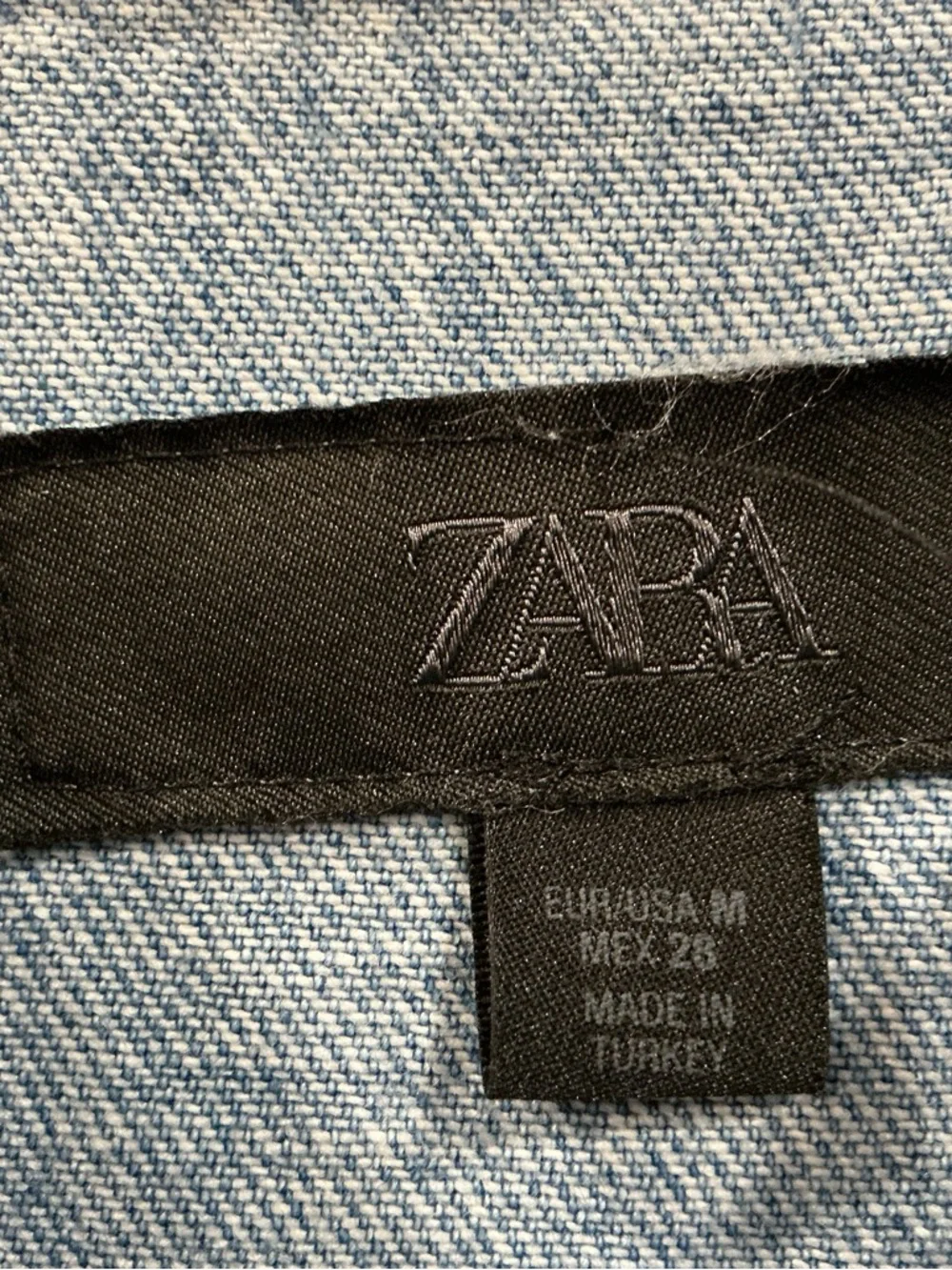 Zara Blue Denim Tie-Neck Top